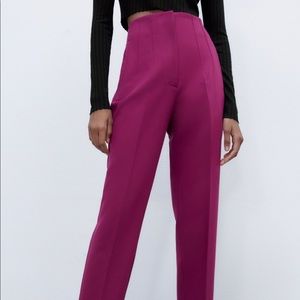 Zara Magenta High-Waisted Trousers